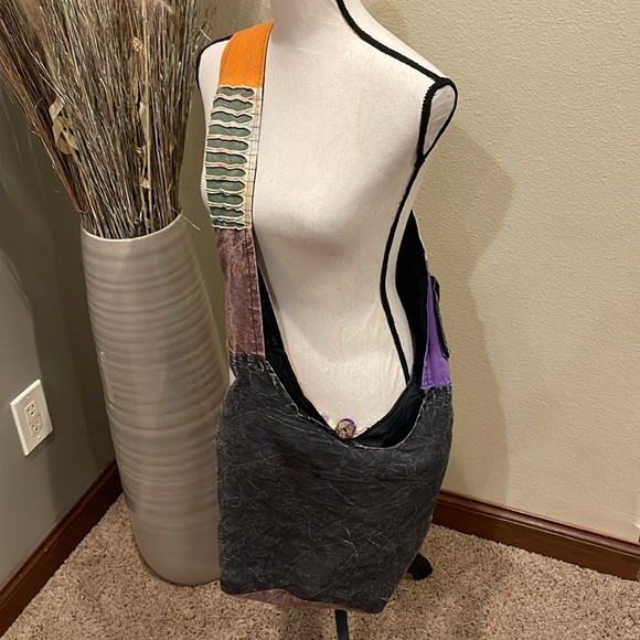 Hobo Bohemian Cat Tie Dye Patchwork Crossbody Bag - Picture 9 of 13